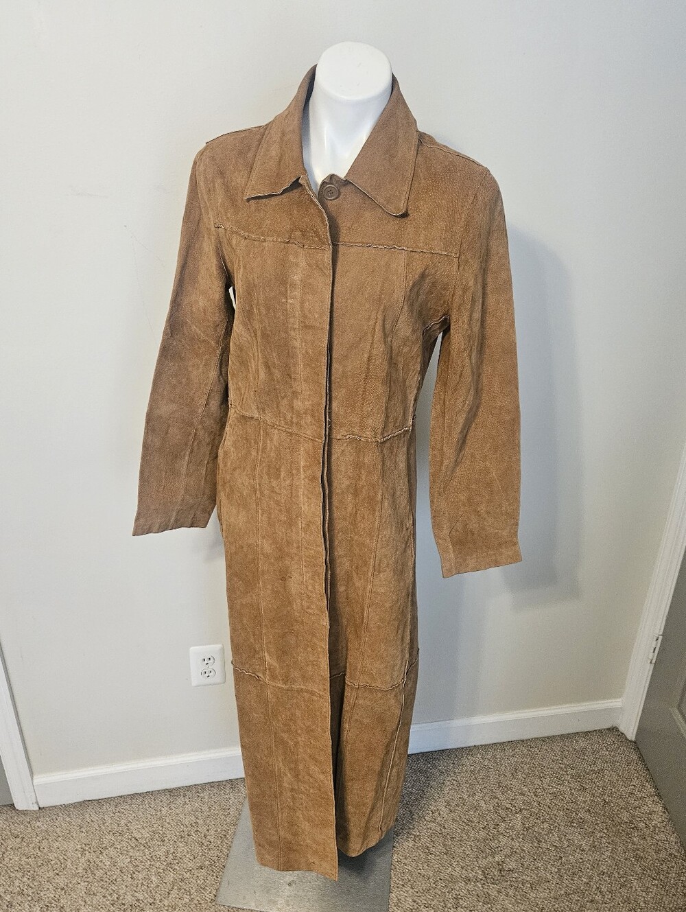 Le Château 100% pigskin suede patchwork trench coat
